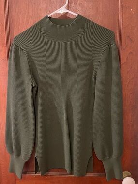 Hill House Olive Green Ribbed Mock Neck Sweater